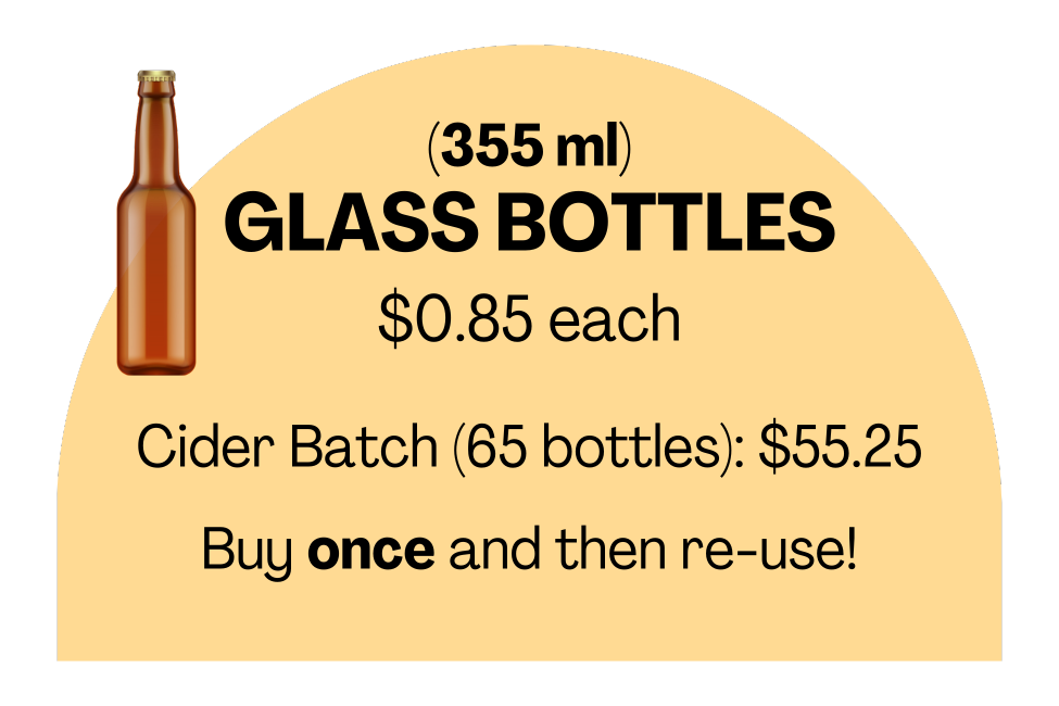 Glass Bottle 355ml(650 ml) GLASS BOTTLES $2 each Full Batch (76 bottles)_ $152 Half Batch (38 bottles)_ $76 Buy once and then re-use!